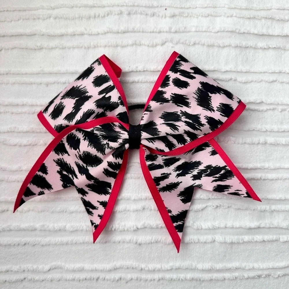 Leopard Print Pink and Black Hair Bow